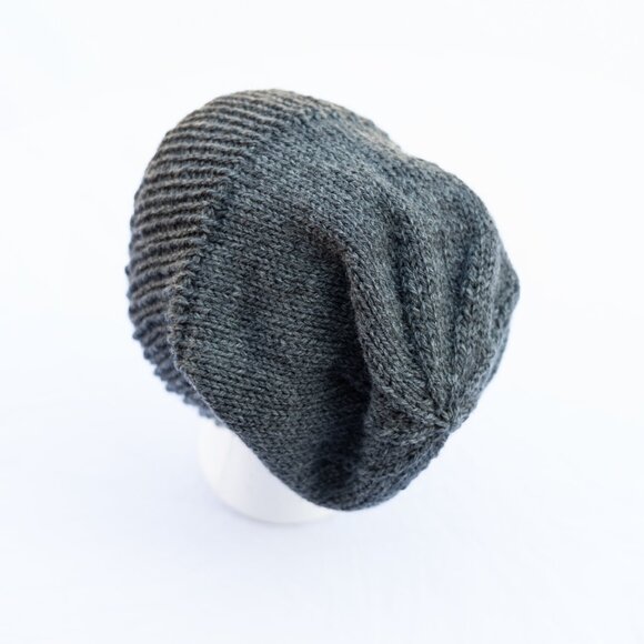Charcoal Gray Wool Slouchy Knit Hat main image 4